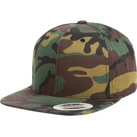 YP Classics Yupoong 6 Panel Classic Trucker Snapback Hat Flatbill Cap OSFM One Size Fits Most Adults, Men, Women, or Youth (US, Alpha, One Size, Medium, Green Camo)