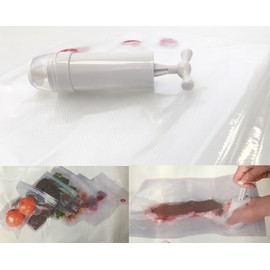 20 Pieces BPA Free Vacuum System Food Storage Bag: Double-layer Sealed Zippers Design; Keep Food Saver 5x Longer for Reusability and Practicality, with 2 Seal Clips and an Easy to Use 1 Hand Pump