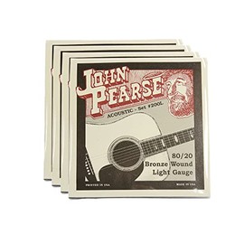 John Pearse Acoustic Strings 80/20 Bronze Light 12-53 4 Pack Bundle