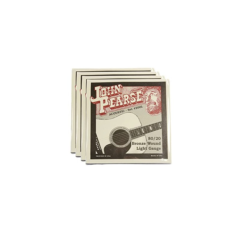 John Pearse Acoustic Strings 80/20 Bronze Light 12-53 4 Pack