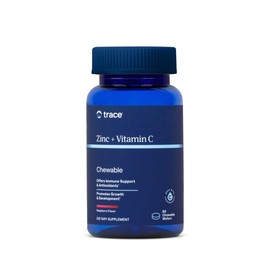 Trace Minerals Zinc + Vitamin C - Chewable Wafers for Immunity & Antioxidant Support - Healthy Development - Enzyme Function - Full Spectrum of Ionic Minerals - Raspberry - 60 Servings