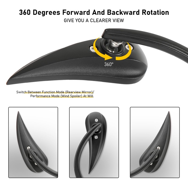 Black Motorcycle Rear View Sportster Mirrors Compatible with Harley Road