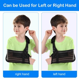 Fotgok Kids Arm Sling for Shoulder Injury with Removable Shoulder Strap, Breathable Mesh Fabric Shoulder Immobilizer for Boys and Girls, Children Medical Arm Sling for Showering Beach Use (Small)