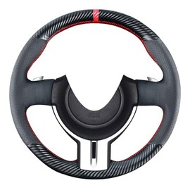 Carkooler DIY Stitching Carbon Fiber Steering Wheel Cover for Toyota 86 / Scion FR-S 2013-2016 / Subaru BRZ 2013 2014 2015 2016 15 inches Leather Interior Accessories (Carbon Fiber+Leather)