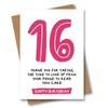 16th Birthday Card - Funny Joke for 16 Year Old