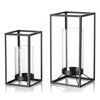 Staymoment Black Metal Lantern Decorative Set of 2 with Hurricane