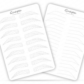 3pcs White Microblading Hairstroke Practice Skin Pre-printed Tattoo Practice Skins Microblading Practice Latex (9 Pairs Hairstroke Outlines)