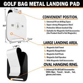 SisterAling Golf Bag Metal Landing Pads for Magnetic Golf Towel,Golf Rangefinder,Golf Flask,Golf Speaker- Quick Access to Magnetic Golf Equipment and Accessories-Golf Gift -US Patent (Pad, White)