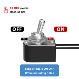 GUEEYUAW 3 Pcs Toggle Switch, 6A/125V 3A/250V, SPST 2 Pin ON Off Rocker Switch, for Automotive Trucks Boats Marine