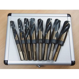 8PC HSS Cobalt Silver & Deming Drill Bits Set, Large Size 9/16" to 1", Reduced 1