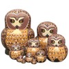 Moonmo 10pcs Brown Owl Handmade Wooden Russian Nesting Dolls Matryoshka