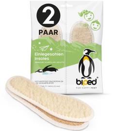 biped 2 Pairs of Children's Insoles with Real Sheep's Wool and Natural Cork, Warm and Insulating, Natural Thermal Wool Shoe Insoles for Winter Shoes and Boots, z2765 (25)