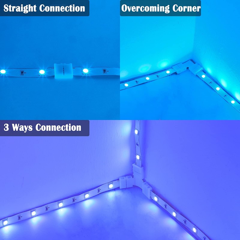 SUPERNIGHT 4Pin LED Light Connectors, 10mm Wide Right Angle Corner
