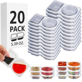 Recipientes reutilizables de doble compartimento con tapas, a prueba de fugas, almacenamiento de alimentos, sin BPA, control de porciones de condimentos, tazas de inmersión para niños almuerzos