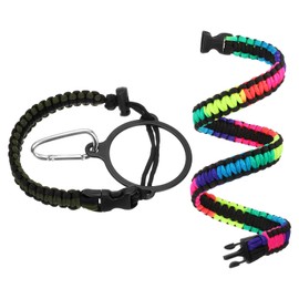 QUARKZMAN Paracord Handle, Water Bottle Handle Strap, Paracord Cap Strap, Carrier Strap for Wide Neck Bottles 16 oz to 64 oz, Deep Green/Black