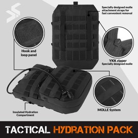 VOTAGOO GEAR Tactical Molle Hydration Pack with 3L Inner Bladder - Lightweight Water Reservoir Bag for Molle Vest Backpack, for Hiking, Hunting
