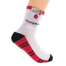 Flippysox Button Sock Wallet - Cotton/Polyester - Fits shoe size 6-13 (Red/Black)