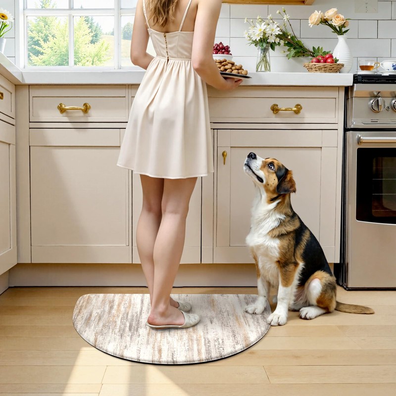 KIMODE Kitchen Mats for Floor Anti Fatigue, 18"x28" Half Round
