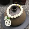Caiyao White Jade Natural Bodhi Root Lotus bracelet 108 Mala