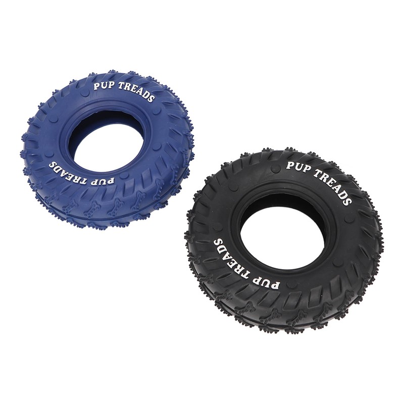 2Pcs Blue Black Rubber Tire Dog Chew Toy Safe Tire