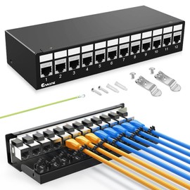 Enmane 12 Port Patch Panel CAT6 Keystone Patch Panel (EC Listed) Network for Home/Office (1U 12Port, CAT6 Shielded)