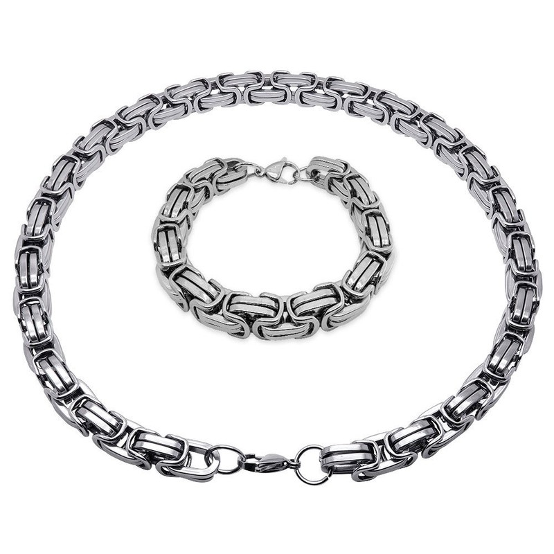 Soul-Cats® Byzantine Chain Stainless Steel Necklace with or without Bracelet
