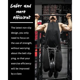 Seektop Dip Belt for Weightlifting - GYM Workout Pull Ups Belt with Chain, Neoprene Waist Dip Belt Crossfit for Weight Lifting, Squat, Training, Fitness, Men & Women (Belt & Chain) (Black)