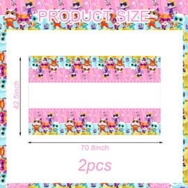 CHAMPBULL 2Pacs Super Kitties Tablecloth Disposable Tablecover Birthday Party Supplies and Decorations for Kid Boy Baby Shower Rectangle Tables 70"X42"