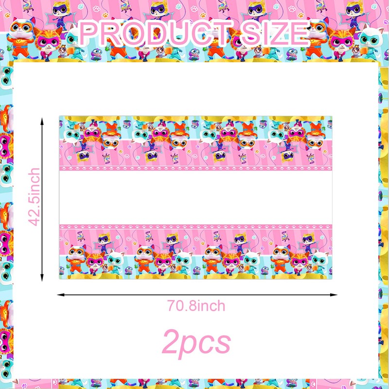 CHAMPBULL 2Pacs Super Kitties Tablecloth Disposable Tablecover Birthday Party Supplies