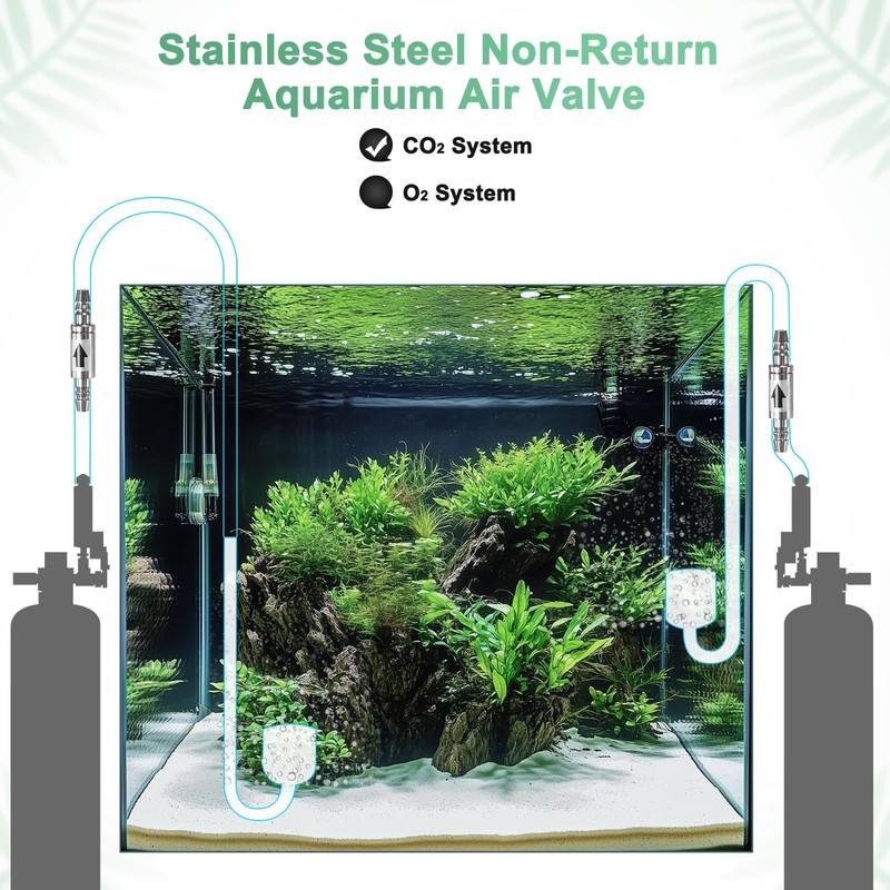 M METERXITY Aquarium Check Valves 1 Way Non-Return Stainless Steel