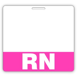 Registered Nurse Badge Buddy – Horizontal RN ID Tag with Hot Pink Bar – Double-Sided Medical Badge for Hospital & Clinic Staff