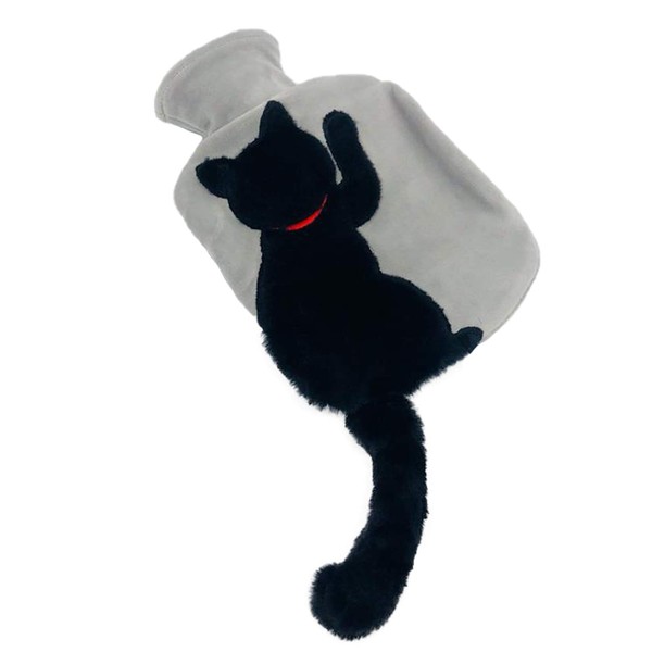 SLDHFE Hot Water Bottle, Warm Water Bag with Plush Cover Cute Cat Hot Water Bottle Soft Hot Cold Water Bag Hot Water Pouch for Cramps Pain Relief,1000ML