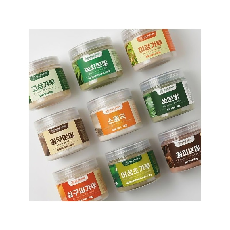 Hello Green 헬로우그린 국산 100% 녹차분말 130g(통) 가루 미용팩 마스크팩