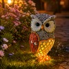 Solar Red Owl Statue Light for Garden Decor – Resin