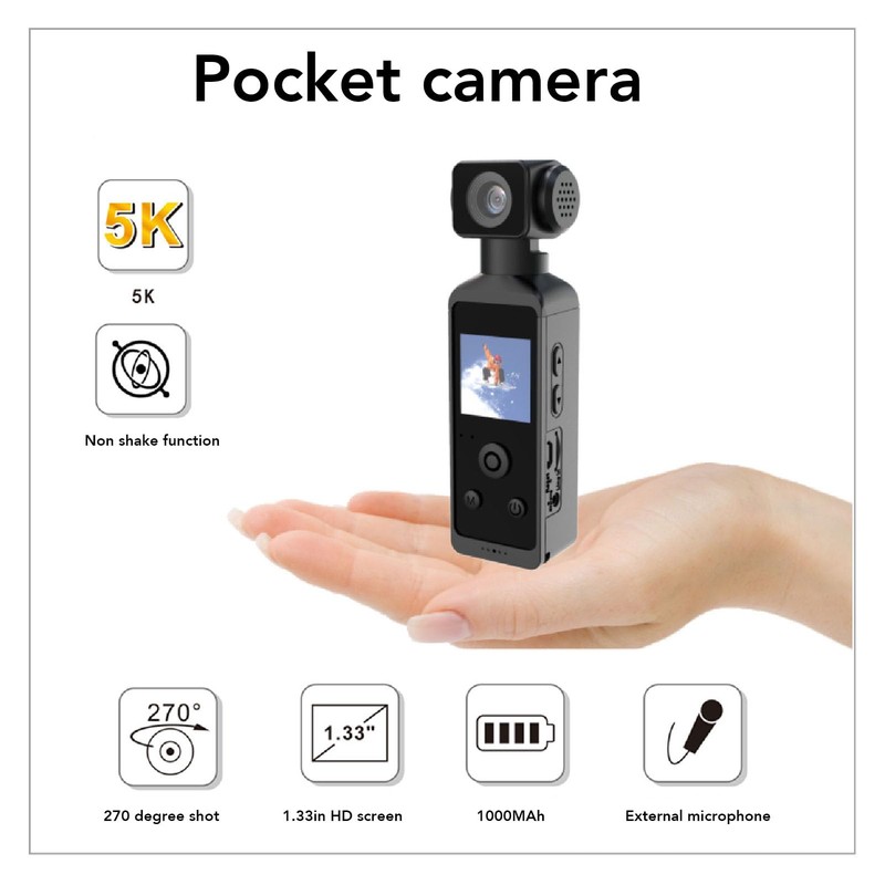 5K Action Camera, Built in WiFi, Vlog Video Filming, 270°