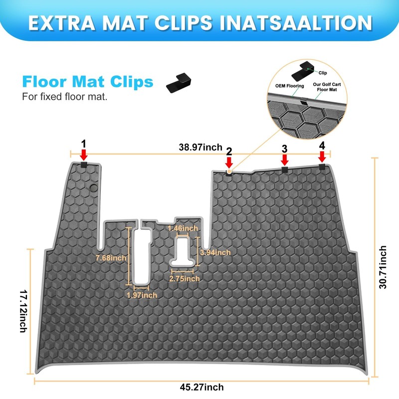 Golf Cart Floor Mat for Yamaha Floor Mat, 3/10" Thickness