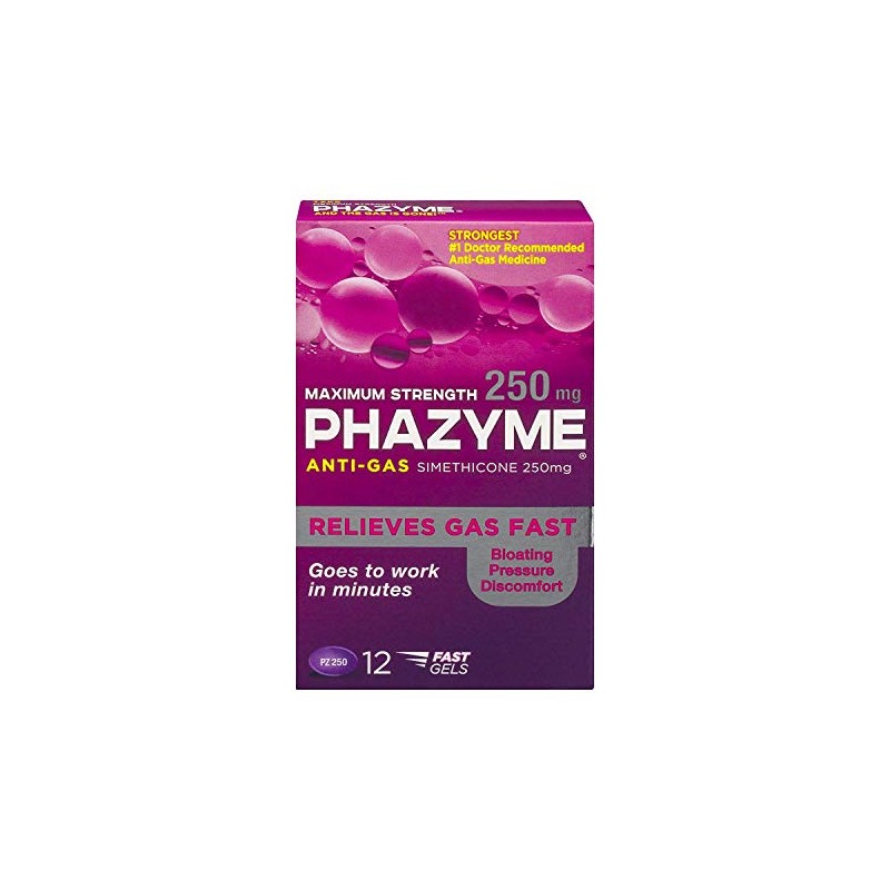 Phazyme Anti-Gas Softgels Maximum Strength - 12 gels, Pack of