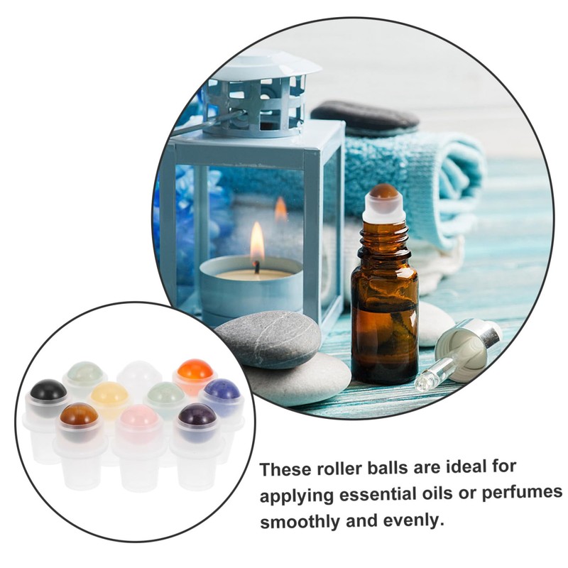 KOMBIUDA 10pcs Essential Oil Roller Bottles with Natural Jade Stone