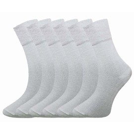 Bonjour - 6 Pairs Non Elastic Soft Loose Wide Top Cotton Socks for Women (White)