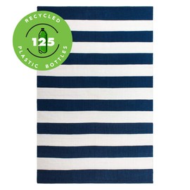 Fab Habitat Outdoor, Indoor Rug – Handwoven Soft Underfoot - Made from 125 Recycled Plastic Bottles - Stain Resistant, Easy to Clean - Kids, Pets - Blue & White, 3' x 5'