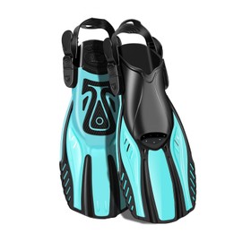 CoolystiaDrX Snorkel Fins Swim Fins Open Heel Short Fins Swim Flippers Travel Size Diving Fins with Adjustable Straps for Snorkeling Swimming Training Kids Green