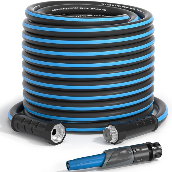GREENER Heavy Duty Garden Hose 25ft, 5/8" Flexible Hybrid Rubber