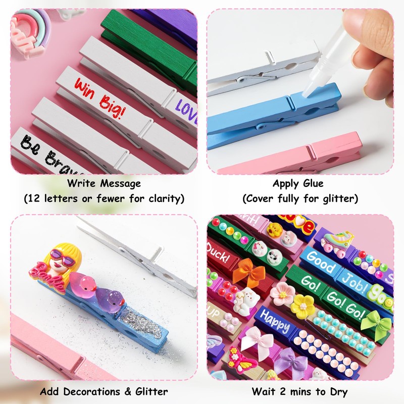 Dufvrpe Cheer Pins Kit with 100pcs 2.8" Clips - 80