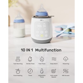 Bottle Warmer, Baby Bottle Warmer 10-in-1 Fast Baby Food Heater&Thaw BPA-Free Milk Warmer with IMD LED Display Accurate Temperature Control for Breastmilk or Formula for Bottles