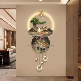 XQDYSG LED Light Art Wall Decor, Modern Home Decor Wall Sculpture with Lights, Walls Art Decorations Lamp, Walls Arts Decors Sculptures Large, Plug-In Power Supply, Gold C, 23x53IN