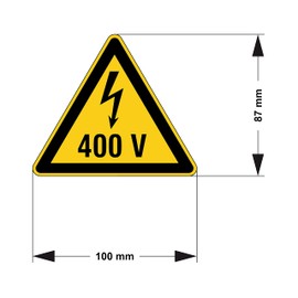 Electrical Voltage Warning Sticker 400 V 100 x 87 mm Pack of 10