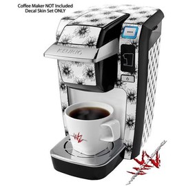 WraptorSkinz Decal Style Vinyl Skin compatible for Keurig K10 / K15 Mini Plus Coffee Makers Kearas Daisies Black on White (COFFEE MAKER NOT INCLUDED)