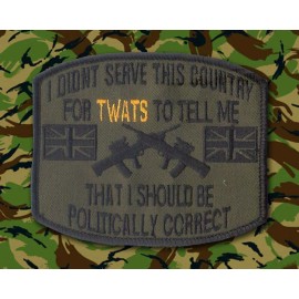 Politically Correct - UK Veteran - 4 1/4” X 3 1/2" Embroidered Patch Wax Backed