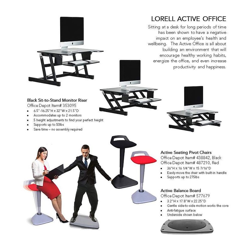 Lorell Active Office Chair, 36" x 16.1" x 15.4", Black