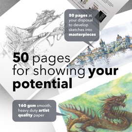 Castle Art Supplies Heavy Drawing Sketchpad Paper 5 x 8in | 3-Pack | 50 Sheets Each (160gsm/98lb) Extra White, Smooth Artist Paper | Acid Free | The Go-to Pad for All Artists (5 x 8, 3-Pack)